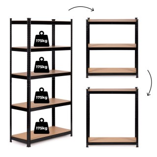 Regał metalowy magazynowy 180x90x30 cm do garażu piwnicy 5 półek 875 kg ModernHome