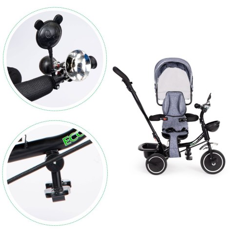 Rowerek trójkołowy z obracanym siedzeniem daszek szary ECOTOYS Rowerek trójkołowy z obracanym siedzeniem daszek szary ECOTOYS