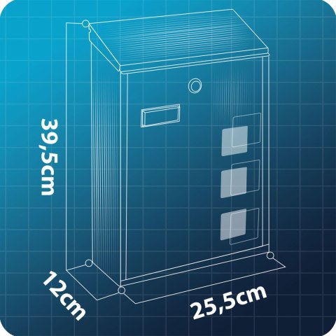 Skrzynka na listy 39x25,5x12 cm czarna HM-864 Skrzynka na listy 39x25,5x12 cm czarna HM-864