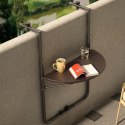 Stolik balkonowy składany zawieszany na poręcz brązowy ModernHome