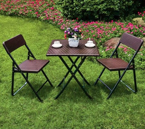 Stolik ogrodowy składany stół kawowy ratan balkon 62 cm ModernHome Stolik ogrodowy składany stół kawowy ratan balkon 62 cm ModernHome