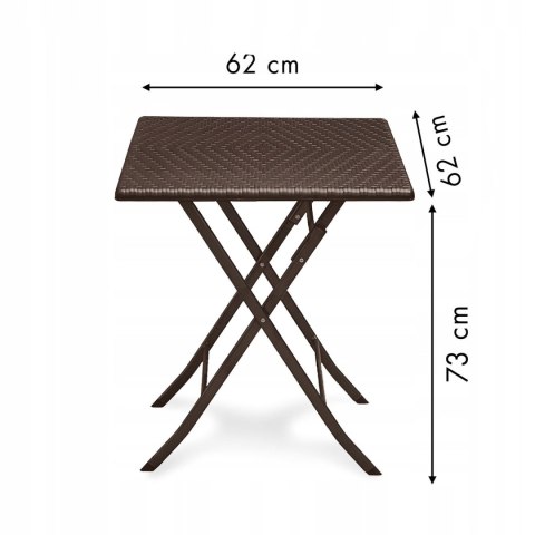 Stolik ogrodowy składany stół kawowy ratan balkon 62 cm ModernHome Stolik ogrodowy składany stół kawowy ratan balkon 62 cm ModernHome