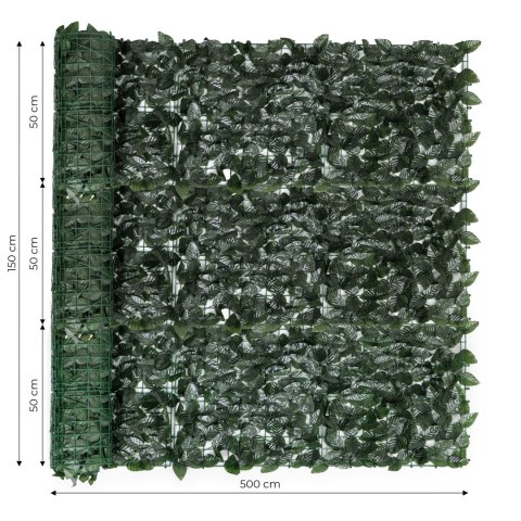 Sztuczny bluszcz żywopłot 3 szt. 500x150 cm zielona osłona na balkon maskująca Sztuczny bluszcz żywopłot 3 szt. 500x150 cm zielona osłona na balkon maskująca