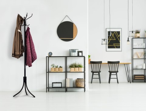 Wieszak stojący 16 haków na ubrania metal czarny ModernHome Wieszak stojący 16 haków na ubrania metal czarny ModernHome