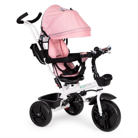 Rowerek trójkołowy spacerówka obracany fotelik 360* Różowy ECOTOYS Rowerek trójkołowy spacerówka obracany fotelik 360* Różowy ECOTOYS