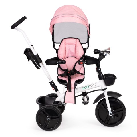 Rowerek trójkołowy spacerówka obracany fotelik 360* Różowy ECOTOYS Rowerek trójkołowy spacerówka obracany fotelik 360* Różowy ECOTOYS