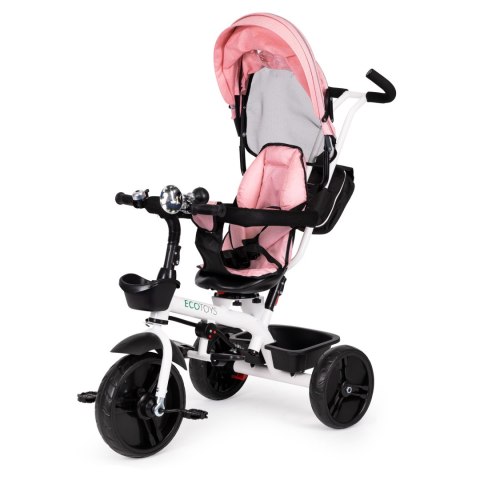 Rowerek trójkołowy spacerówka obracany fotelik 360* Różowy ECOTOYS Rowerek trójkołowy spacerówka obracany fotelik 360* Różowy ECOTOYS