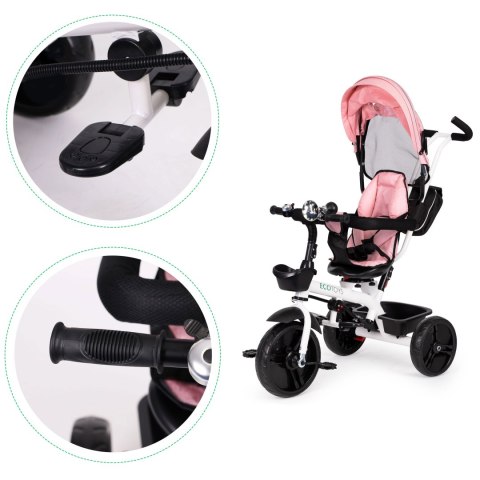 Rowerek trójkołowy spacerówka obracany fotelik 360* Różowy ECOTOYS Rowerek trójkołowy spacerówka obracany fotelik 360* Różowy ECOTOYS