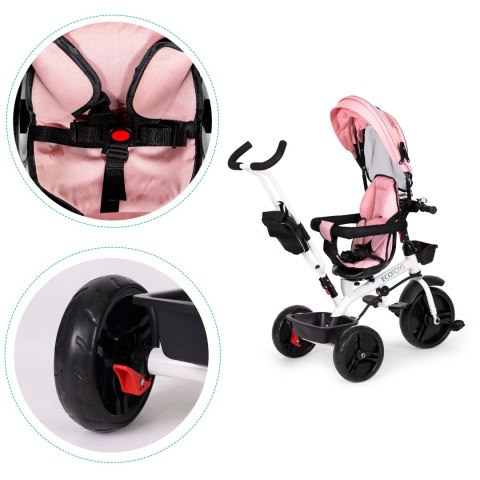 Rowerek trójkołowy spacerówka obracany fotelik 360* Różowy ECOTOYS Rowerek trójkołowy spacerówka obracany fotelik 360* Różowy ECOTOYS