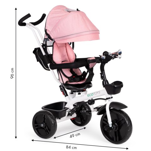 Rowerek trójkołowy spacerówka obracany fotelik 360* Różowy ECOTOYS Rowerek trójkołowy spacerówka obracany fotelik 360* Różowy ECOTOYS