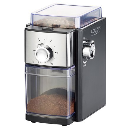 Adler | AD 4448 | Młynek do kawy | 300 W | Pojemność ziaren kawy 250 g | Ilość filiżanek 12 na pojemnik szt. Adler | AD 4448 | Młynek do kawy | 300 W | Pojemność ziaren kawy 250 g | Ilość filiżanek 12 na pojemnik szt.