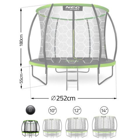 Trampolina ogrodowa profilowana 8ft/252cm z siatką wewnętrzną Neo-Sport Trampolina ogrodowa profilowana 8ft/252cm z siatką wewnętrzną Neo-Sport