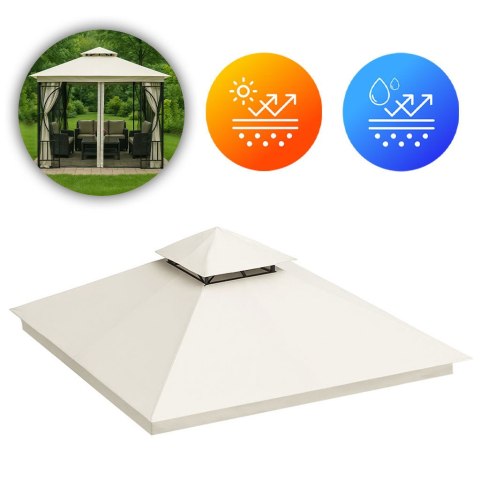 Dach do pawilonu ogrodowego 3x3 m wodoodporne poszycie otwór wentylacyjny beżowy MultiGarden Dach do pawilonu ogrodowego 3x3 m wodoodporne poszycie otwór wentylacyjny beżowy MultiGarden