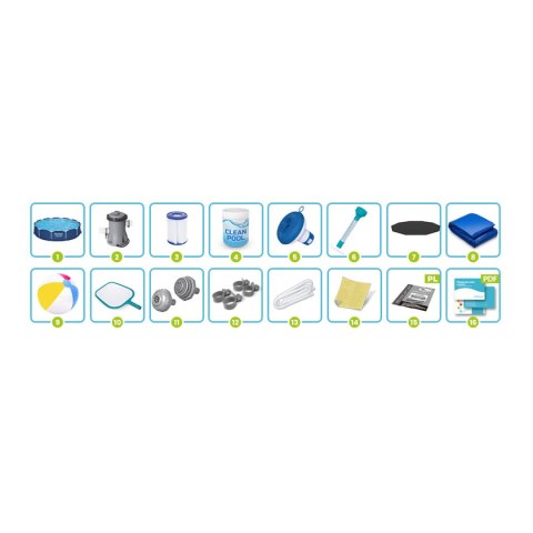 Basen ogrodowy stelażowy 366 x 76 cm 16w1 Bestway 56681 Basen ogrodowy stelażowy 366 x 76 cm 16w1 Bestway 56681