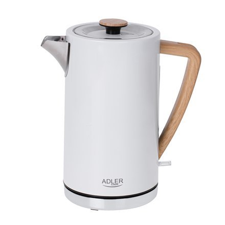 Czajnik elektryczny Adler AD 1347w, 2200 W, 1.5 L, ze stali nierdzewnej, biały, obrotowa podstawa 360°. Czajnik elektryczny Adler AD 1347w, 2200 W, 1.5 L, ze stali nierdzewnej, biały, obrotowa podstawa 360°.
