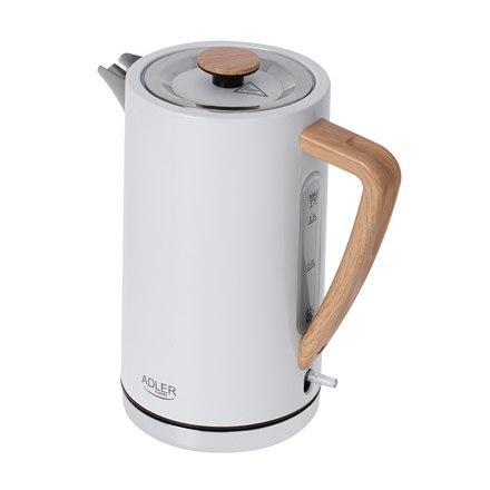 Czajnik elektryczny Adler AD 1347w, 2200 W, 1.5 L, ze stali nierdzewnej, biały, obrotowa podstawa 360°. Czajnik elektryczny Adler AD 1347w, 2200 W, 1.5 L, ze stali nierdzewnej, biały, obrotowa podstawa 360°.