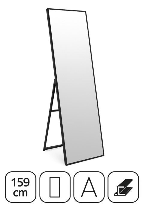 Duże lustro stojące 159 cm aluminium czarna rama ModernHome Duże lustro stojące 159 cm aluminium czarna rama ModernHome