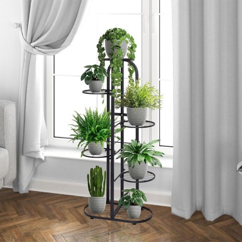 Nowoczesny metalowy kwietnik stojak na kwiaty 6 poziomów czarny ModernHome Nowoczesny metalowy kwietnik stojak na kwiaty 6 poziomów czarny ModernHome