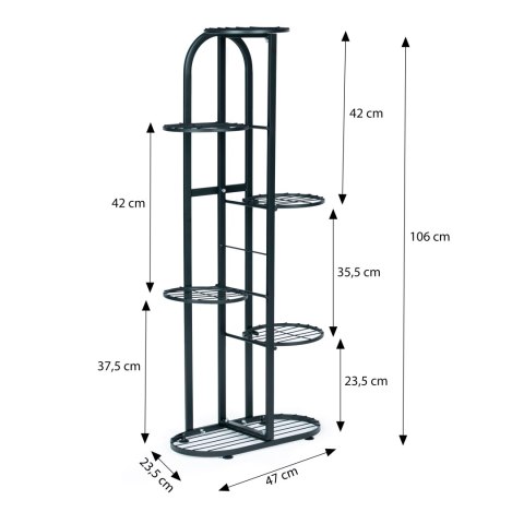 Nowoczesny metalowy kwietnik stojak na kwiaty 6 poziomów czarny ModernHome Nowoczesny metalowy kwietnik stojak na kwiaty 6 poziomów czarny ModernHome