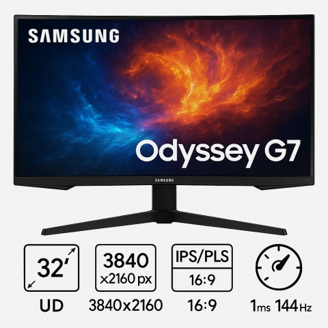 Samsung | LS32BG700EUXEN | 32 " | IPS | UHD | 16:9 | 1 ms | 300 cd/m² | Czarny | Porty HDMI w ilości 2 | 144 Hz Samsung | LS32BG700EUXEN | 32 " | IPS | UHD | 16:9 | 1 ms | 300 cd/m² | Czarny | Porty HDMI w ilości 2 | 144 Hz