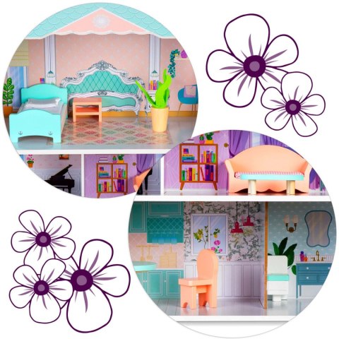 Duży Drewniany domek dla lalek 3-piętrowy Ricokids RK-878 Duży Drewniany domek dla lalek 3-piętrowy Ricokids RK-878