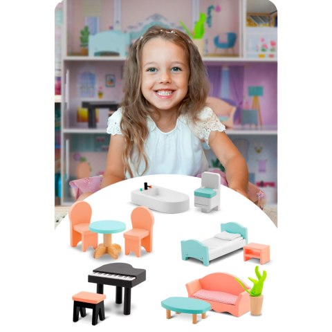 Duży Drewniany domek dla lalek 3-piętrowy Ricokids RK-878 Duży Drewniany domek dla lalek 3-piętrowy Ricokids RK-878