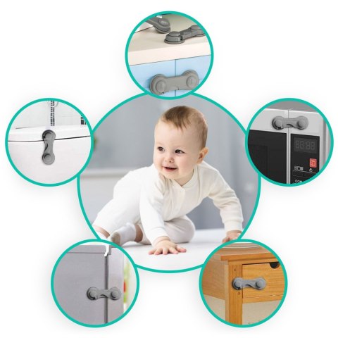 Zabezpieczenie otwierania szafek Ricokids 798301 10 szt szare Zabezpieczenie otwierania szafek Ricokids 798301 10 szt szare