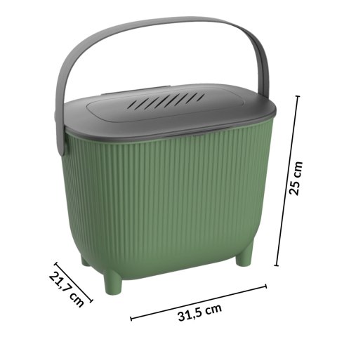 Ekologiczny kompostownik, mały kosz na blat, 10L, zielony z szarą pokrywą Ekologiczny kompostownik, mały kosz na blat, 10L, zielony z szarą pokrywą
