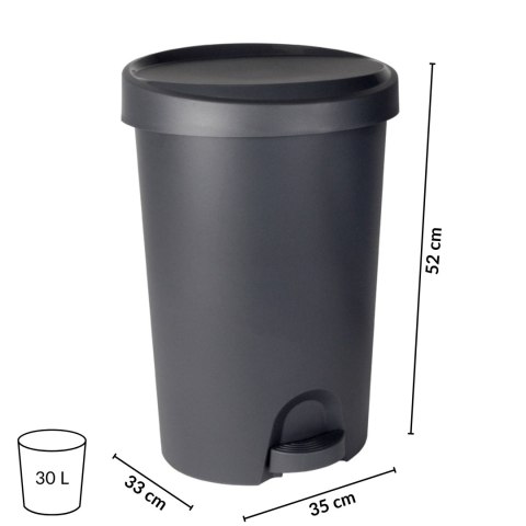 Kosz wewnętrzny, do łazienki, kuchni, z pedałem 27-30L, grafitowy Kosz wewnętrzny, do łazienki, kuchni, z pedałem 27-30L, grafitowy