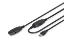 Digitus | Przedłużacz USB | Żeńskie | 9-pinowe USB typu A | Męskie | 9-pinowe USB typu A | Czarne | 10 m