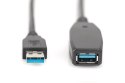 Digitus | Przedłużacz USB | Żeńskie | 9-pinowe USB typu A | Męskie | 9-pinowe USB typu A | Czarne | 10 m