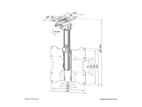 Neomounts FPMA-C020BLACK Monitor/TV mount ceiling 1 screen - 10-40" - max 20 kg - VESA 75x75-200x200 - h 26,5-40 cm - black Neomounts FPMA-C020BLACK Monitor/TV mount ceiling 1 screen - 10-40" - max 20 kg - VESA 75x75-200x200 - h 26,5-40 cm - black