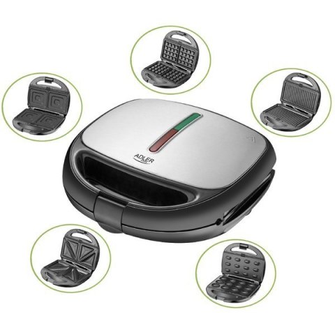 Adler | AD 3040 | Opiekacz do kanapek | 1200 W | Liczba talerzy 5 | Liczba ciastek 2 | Powłoka ceramiczna | Czarny Adler | AD 3040 | Opiekacz do kanapek | 1200 W | Liczba talerzy 5 | Liczba ciastek 2 | Powłoka ceramiczna | Czarny