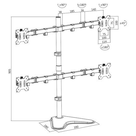 Logilink BP0046 Quad Monitor Desk Stand 13"-32'' | Logilink | Desk Mount | BP0046 | 13-32 " | Maksymalna waga (udźwig) Udźwig ka Logilink BP0046 Quad Monitor Desk Stand 13"-32'' | Logilink | Desk Mount | BP0046 | 13-32 " | Maksymalna waga (udźwig) Udźwig ka