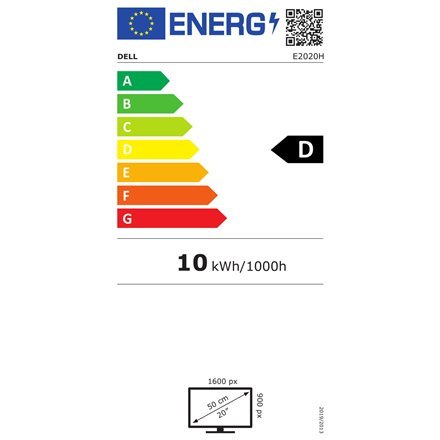 Dell | E2020H | 20 " | TN | 16:9 | 5 ms | 250 cd/m² | Czarny | 60 Hz