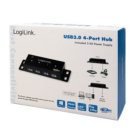 LogiLink | Hub USB 3.0 4-portowy | Hub - 4 porty | USB 1.1, USB 2.0, USB 3.0 LogiLink | Hub USB 3.0 4-portowy | Hub - 4 porty | USB 1.1, USB 2.0, USB 3.0