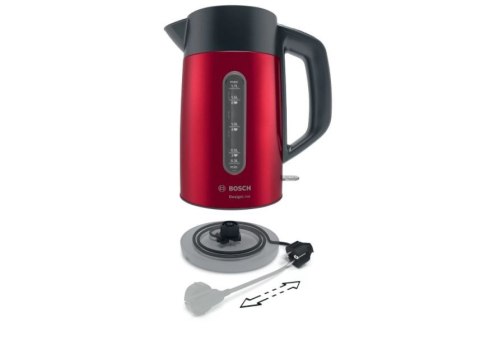 Bosch | Kettle | DesignLine TWK4P434 | Electric | 2400 W | 1.7 L | Stainless steel | 360° rotational base | Red/Black Bosch | Kettle | DesignLine TWK4P434 | Electric | 2400 W | 1.7 L | Stainless steel | 360° rotational base | Red/Black