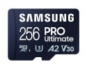 Samsung | Karta microSD z czytnikiem kart | PRO Ultimate | 256 GB | Karta pamięci microSDXC | Pamięć flash klasy U3, V30, A2