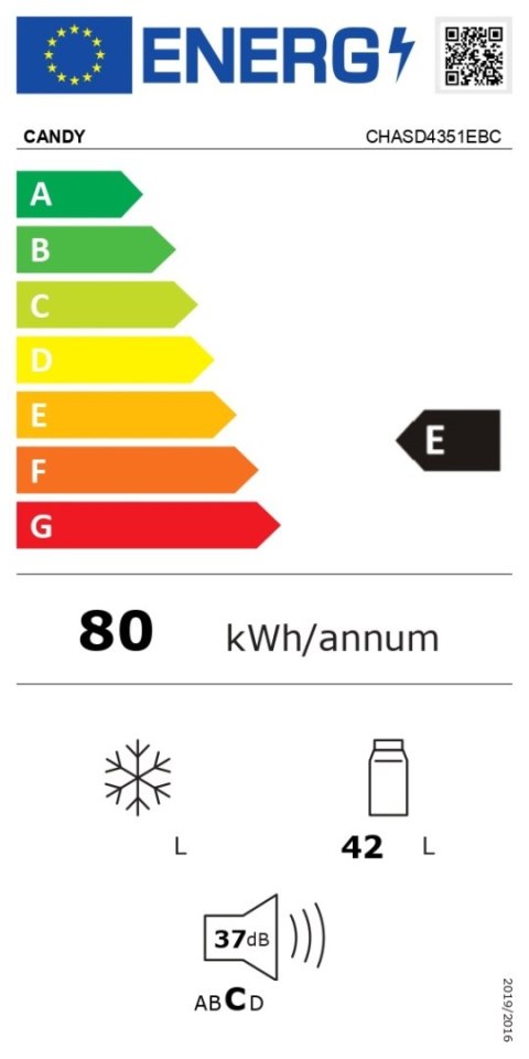 Lodówka Candy CHASD4351EBC, Klasa energetyczna E, Wolnostojąca, Larder, Wysokość 51 cm, Pojemność netto lodówki 42 L, Poziom hał Lodówka Candy CHASD4351EBC, Klasa energetyczna E, Wolnostojąca, Larder, Wysokość 51 cm, Pojemność netto lodówki 42 L, Poziom hał