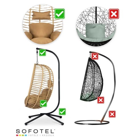 Fotel ogrodowy wiszący Toskana czarny + brązowe poduszki Sofotel Fotel ogrodowy wiszący Toskana czarny + brązowe poduszki Sofotel