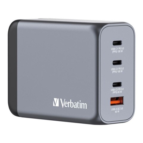 Ładowarka sieciowa Verbatim GaN GNC-200 3xUSB-C PD (2x100W+65W) 1xUSB-A QC 3.0 Ładowarka sieciowa Verbatim GaN GNC-200 3xUSB-C PD (2x100W+65W) 1xUSB-A QC 3.0