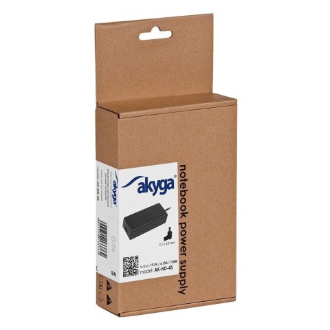 Zasilacz sieciowy Akyga AK-ND-45 do notebooka 19,5V/6,15A 120W 4.5x3.0mm + pin Zasilacz sieciowy Akyga AK-ND-45 do notebooka 19,5V/6,15A 120W 4.5x3.0mm + pin
