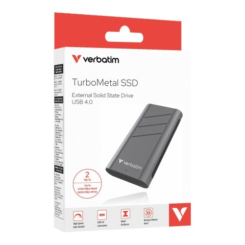 Dysk SSD zewnętrzny Verbatim TurboMetal 2TB USB4 Type-C szary Dysk SSD zewnętrzny Verbatim TurboMetal 2TB USB4 Type-C szary