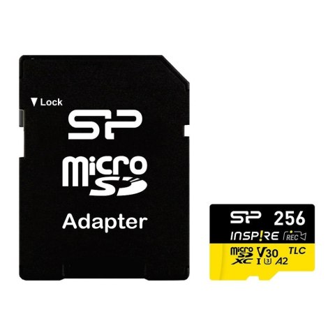 Karta pamięci Silicon Power microSDXC Inspire 256GB V30 UHS-I U3 A2 4K DDR200 170/150MB/s TLC + adapter Karta pamięci Silicon Power microSDXC Inspire 256GB V30 UHS-I U3 A2 4K DDR200 170/150MB/s TLC + adapter