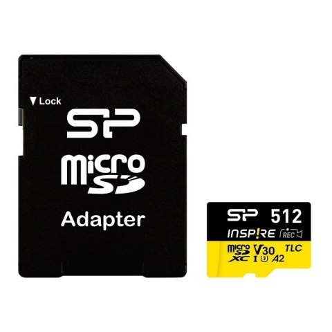Karta pamięci Silicon Power microSDXC Inspire 512GB V30 UHS-I U3 A2 4K DDR200 170/150MB/s TLC + adapter Karta pamięci Silicon Power microSDXC Inspire 512GB V30 UHS-I U3 A2 4K DDR200 170/150MB/s TLC + adapter