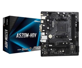 Płyta ASRock A520M-HDV /AMD A520M/DDR4/SATA3/M.2/USB3.1/PCIe3.0/AM4/mATX