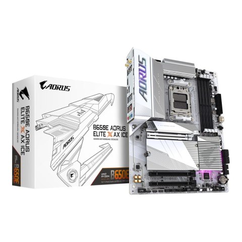Płyta Gigabyte B650E AORUS ELITE X AX ICE /AMD B650/DDR5/SATA3/M.2/USB3.2/PCIe5.0/WiFi/BT/AM5/ATX Płyta Gigabyte B650E AORUS ELITE X AX ICE /AMD B650/DDR5/SATA3/M.2/USB3.2/PCIe5.0/WiFi/BT/AM5/ATX