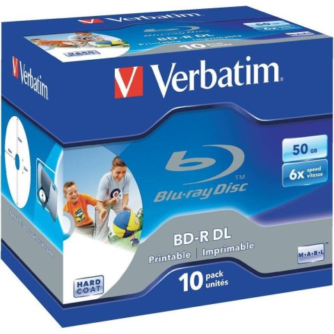 Płyty BD-R DL Verbatim 6x 50GB (Jewel Case 10) Blu-Ray Printable Płyty BD-R DL Verbatim 6x 50GB (Jewel Case 10) Blu-Ray Printable