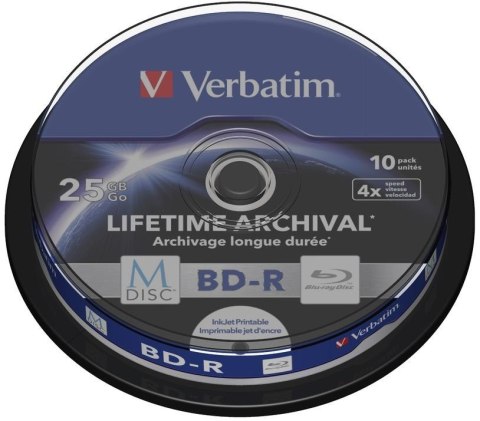 Płyty BD-R Verbatim M-Disc 25 GB 4x Print Cake 10 Płyty BD-R Verbatim M-Disc 25 GB 4x Print Cake 10