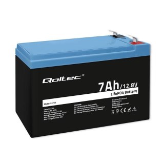 Akumulator LiFePO4 Qoltec Litowo-Żelazowo-Fosforanowy | 12.8V | 7Ah | 89.6Wh | BMS